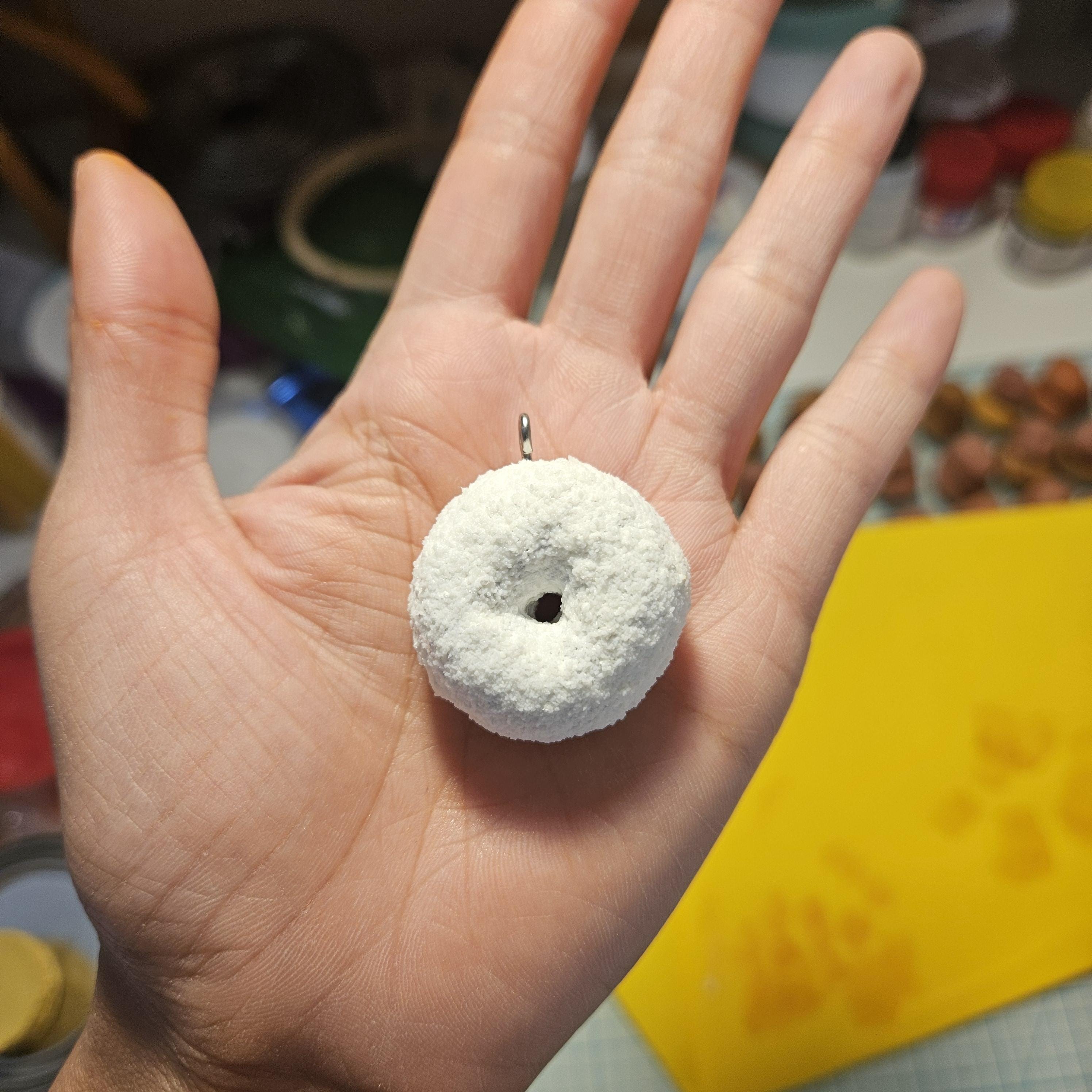Powdered Donut Keychain