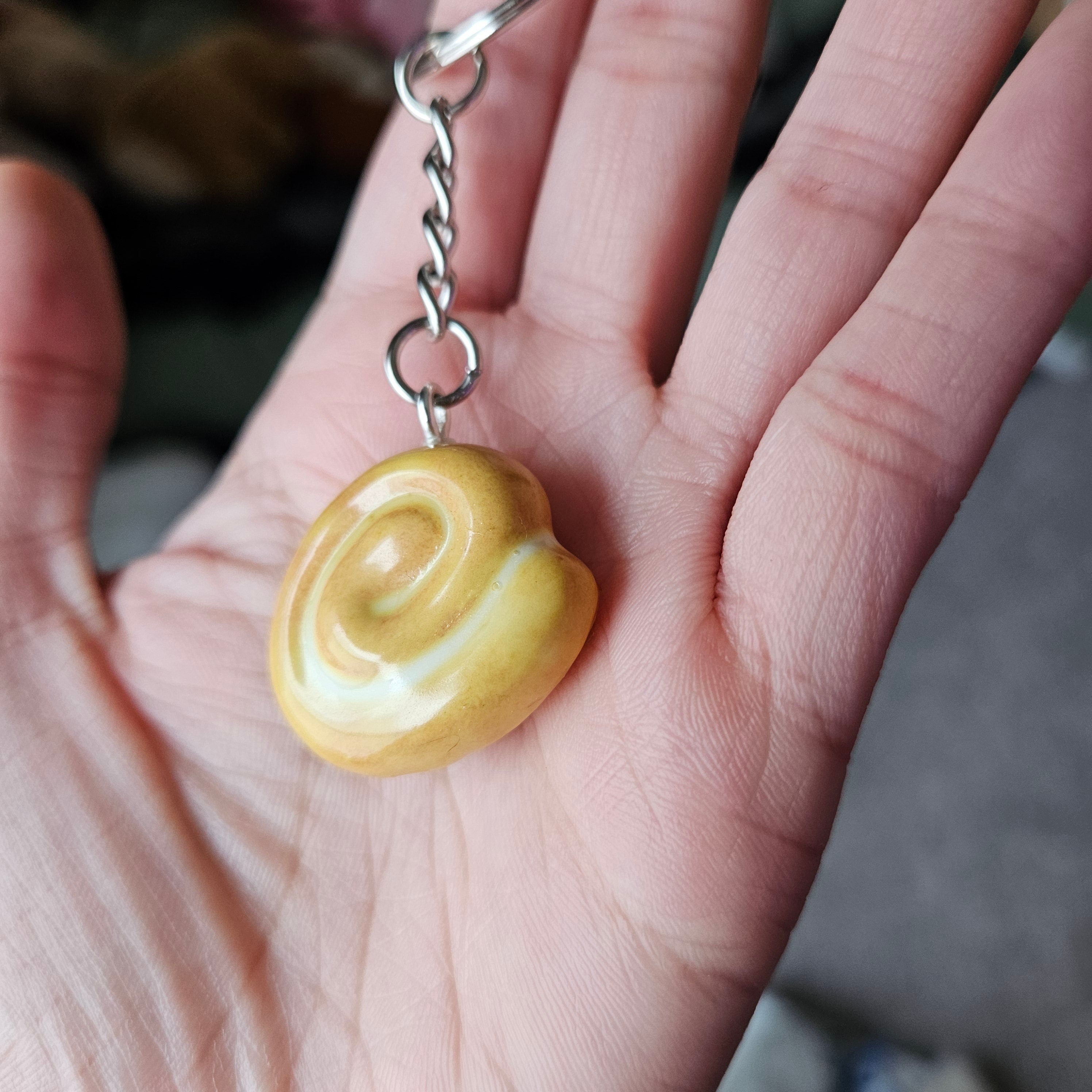 Handmade Honeybun Keychain – Polymer Clay Food Charm