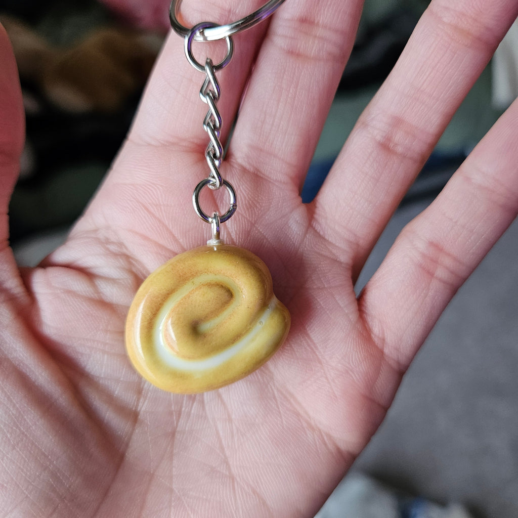 Handmade Honeybun Keychain – Polymer Clay Food Charm