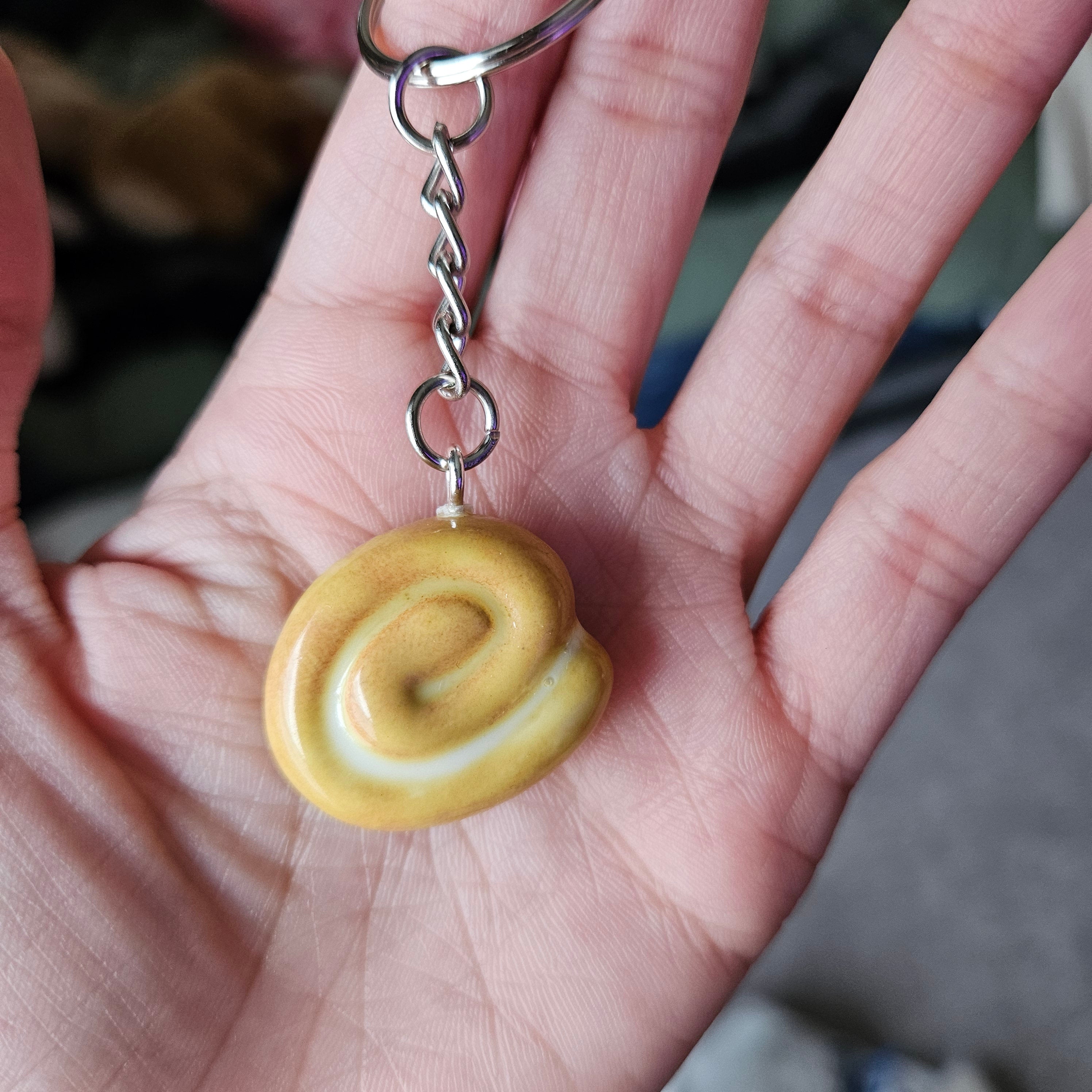 Handmade Honeybun Keychain – Polymer Clay Food Charm