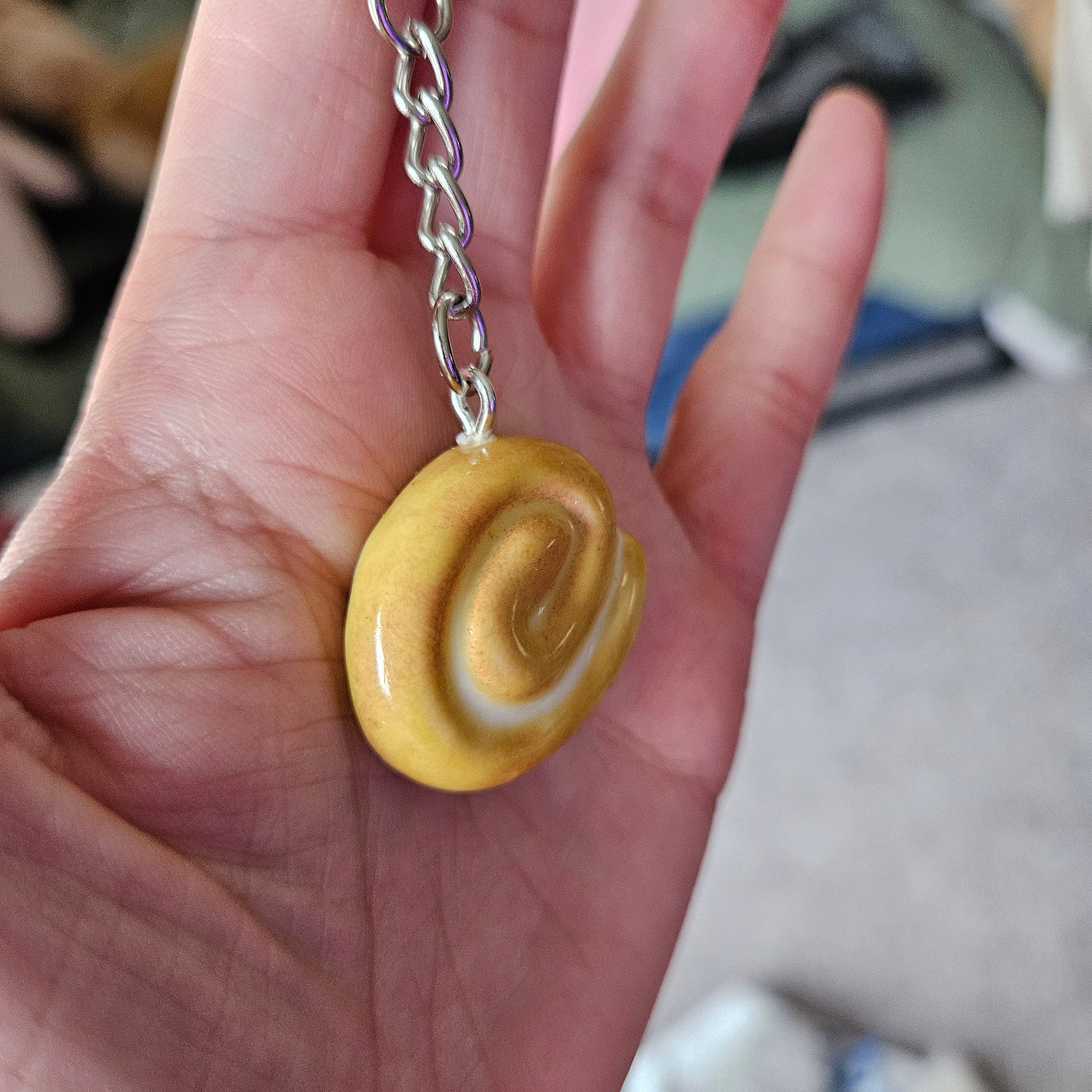 Handmade Honeybun Keychain – Polymer Clay Food Charm