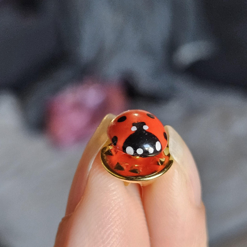 Handmade Lucky Ladybug Pin – Polymer Clay Ladybug Jewelry