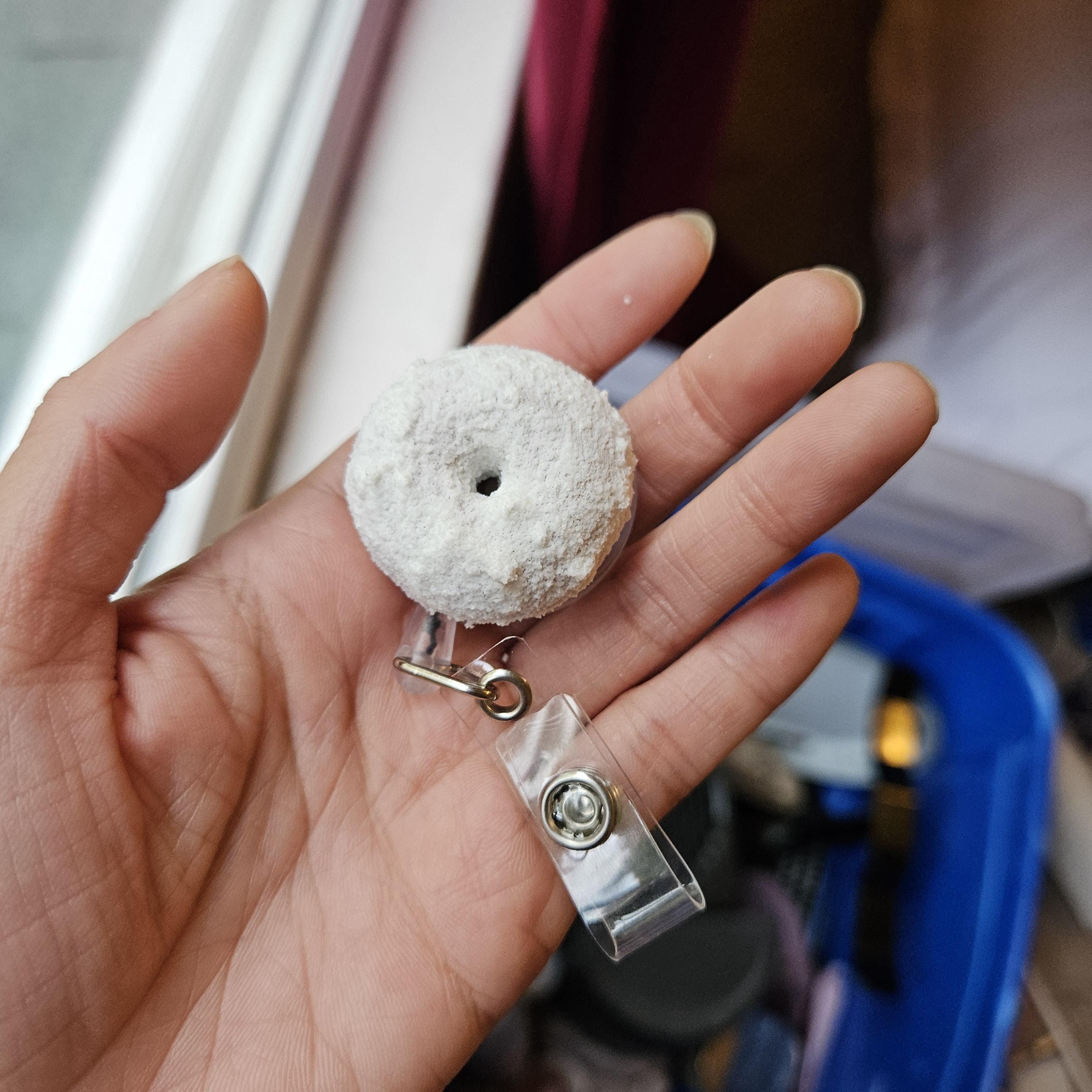 Powdered Donut Badge Reel - Retractable ID Holder
