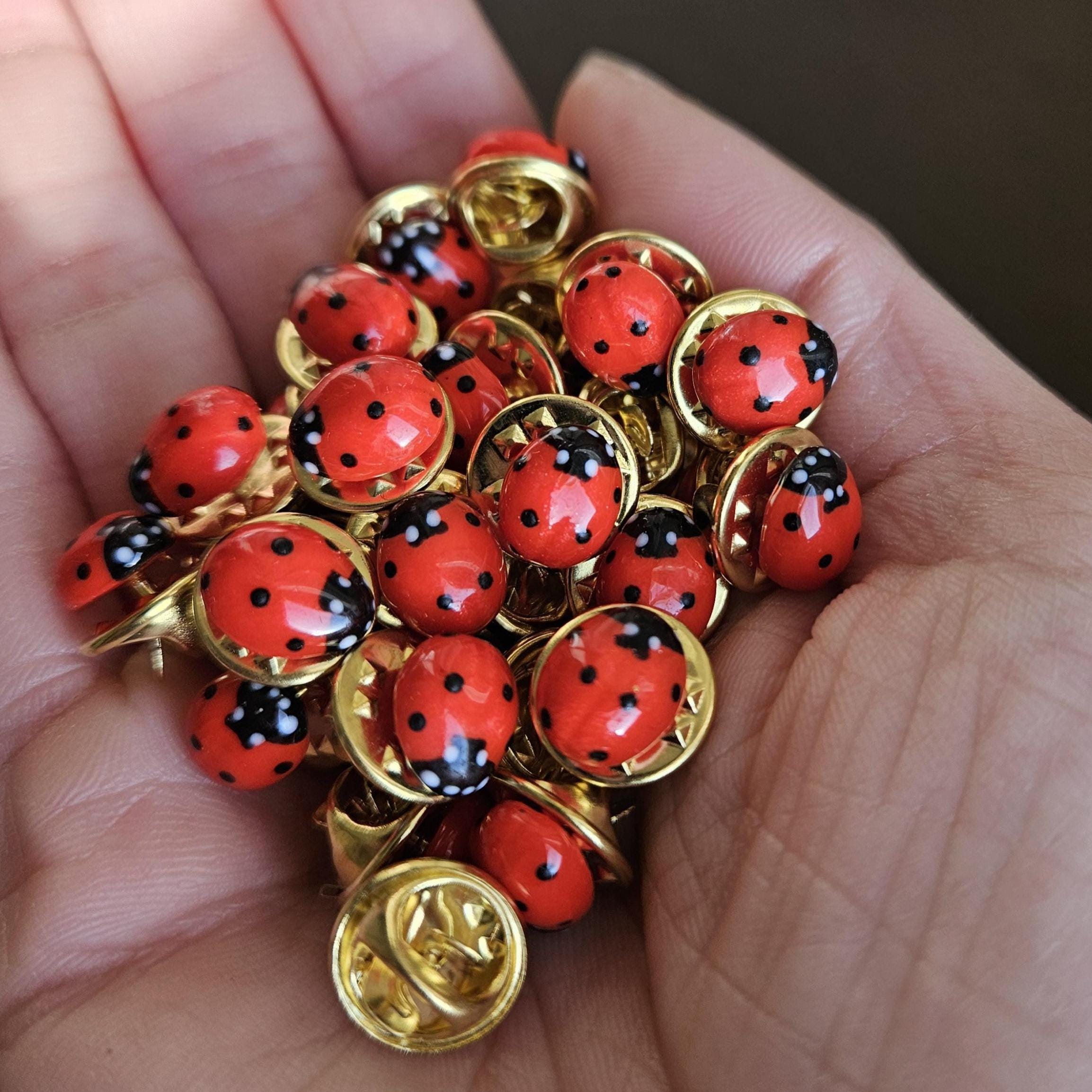 Handmade Lucky Ladybug Pin – Polymer Clay Ladybug Jewelry