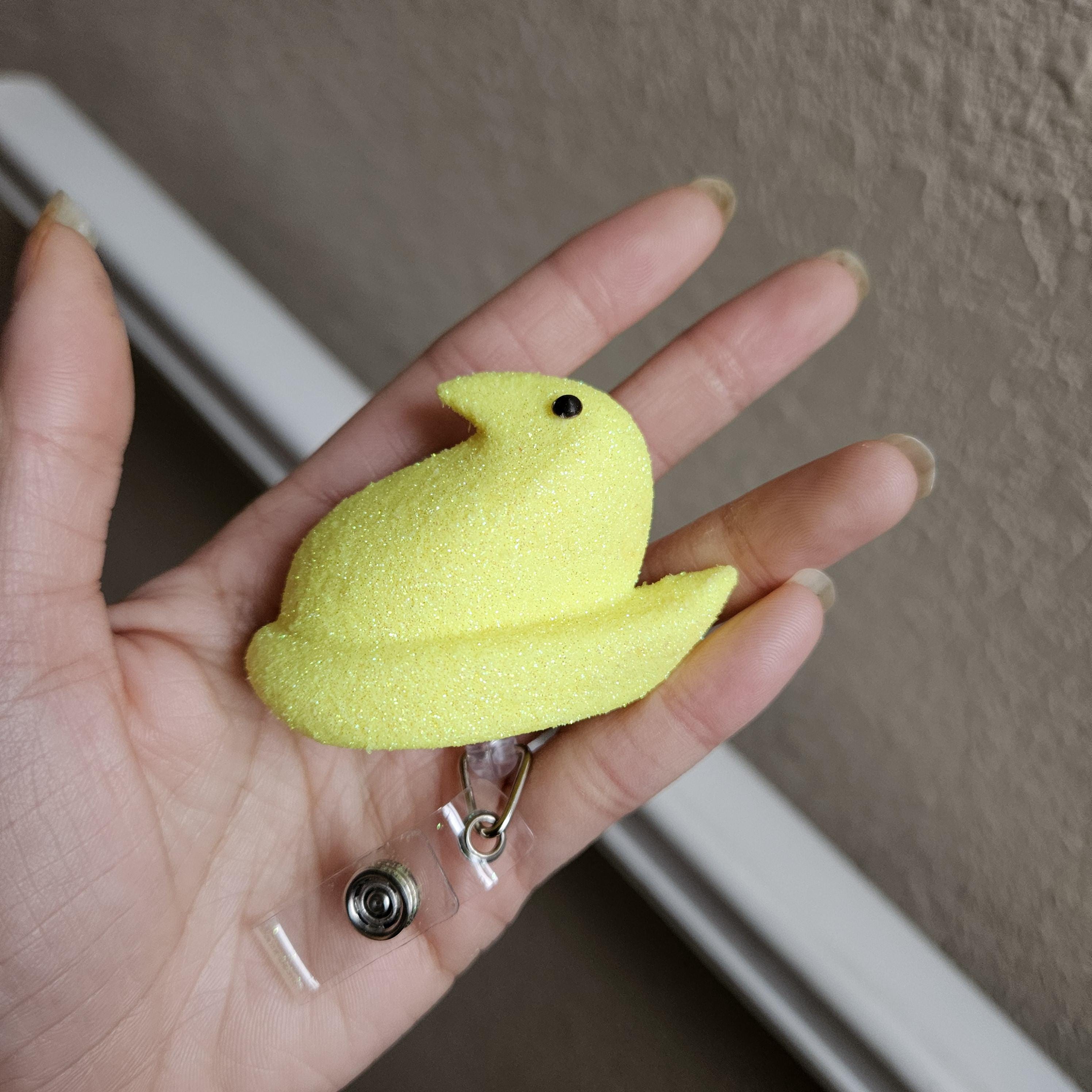 Peep Chick Badge Reel, Pastel Spring Easter Lanyard Accessory
