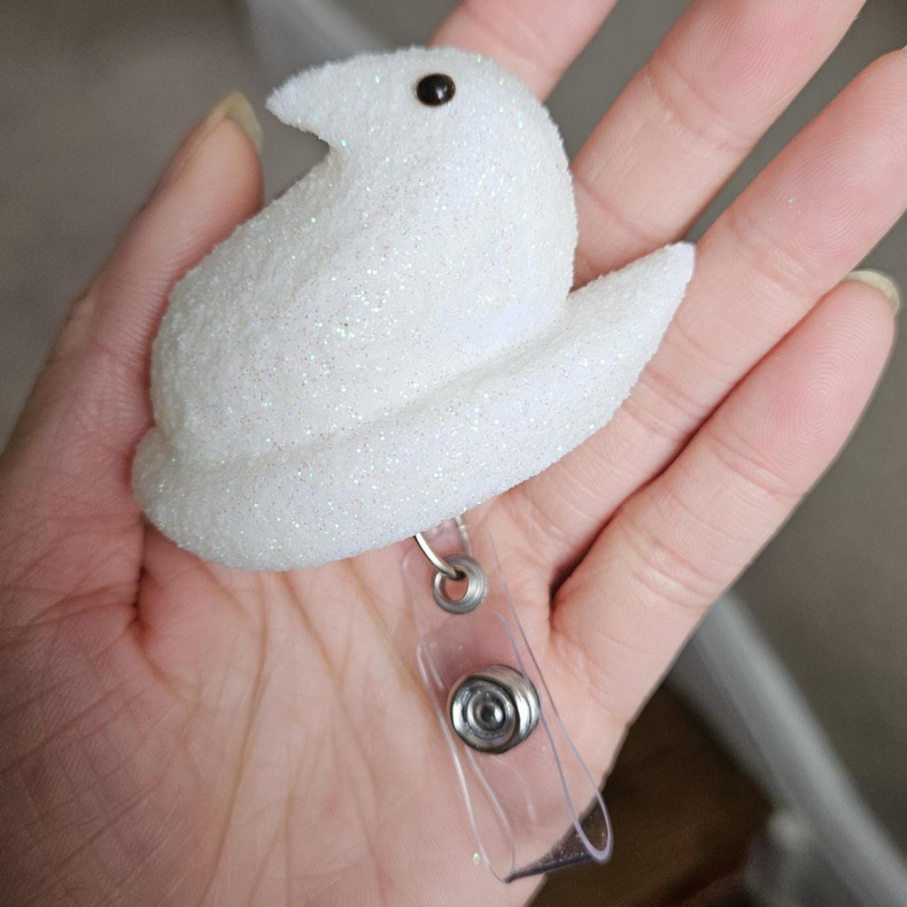 Peep Chick Badge Reel, Pastel Spring Easter Lanyard Accessory