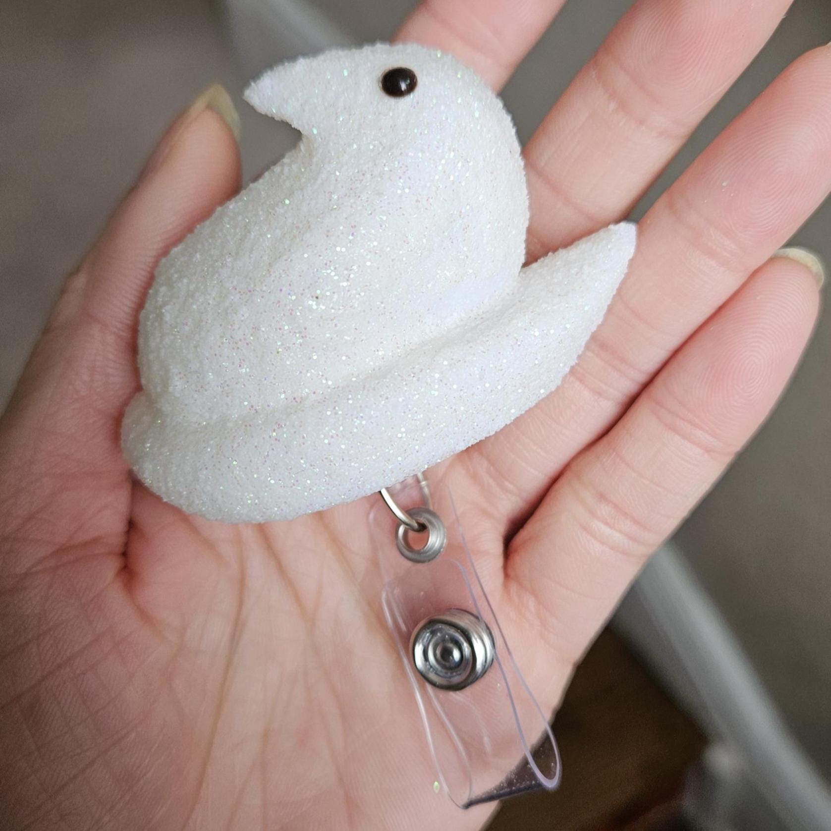 Peep Chick Badge Reel, Pastel Spring Easter Lanyard Accessory