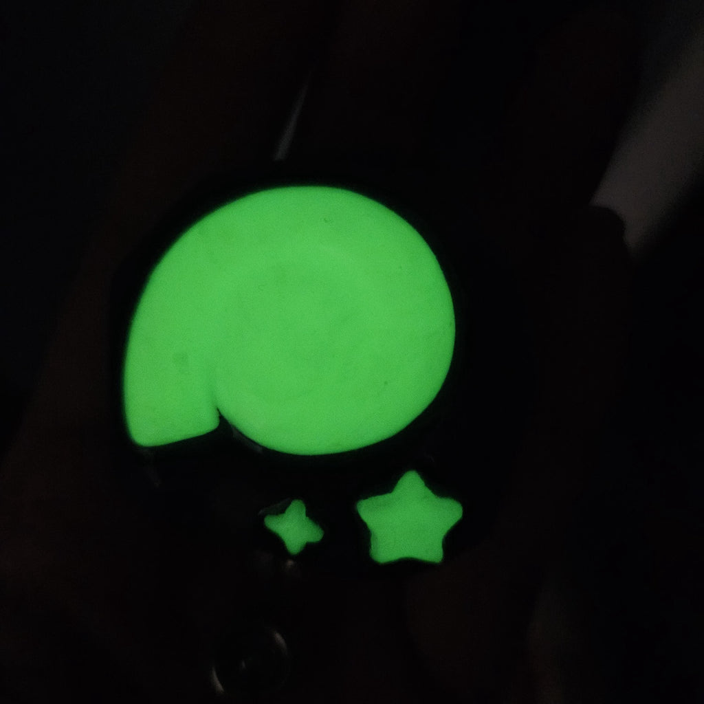 Animal Crossing Fossil Badge Reel Glow in Dark Polymer Clay ID Holder
