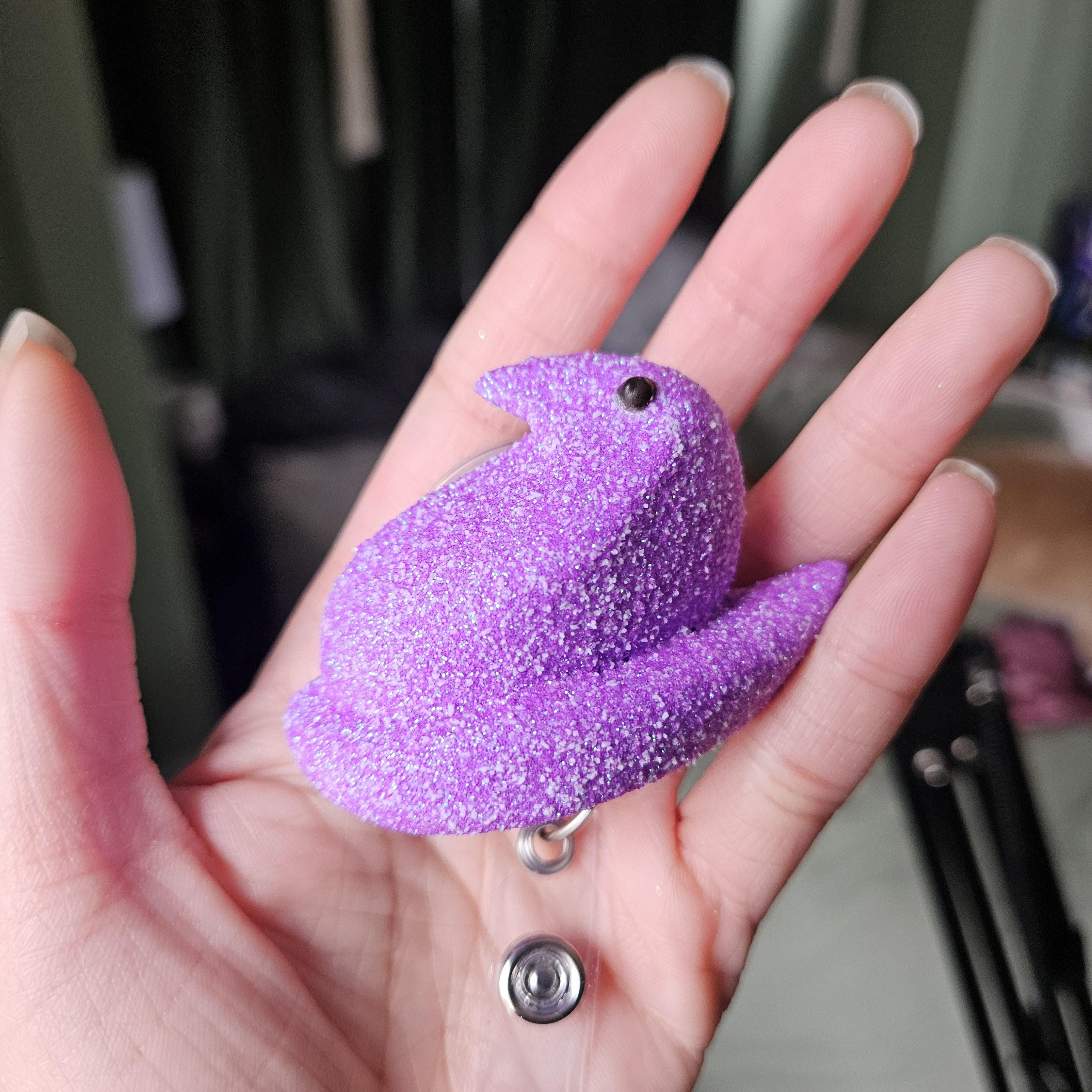 Peep Chick Badge Reel, Pastel Spring Easter Lanyard Accessory