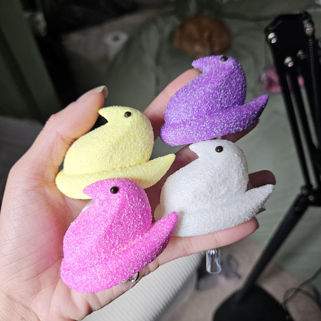 Peep Chick Badge Reel, Pastel Spring Easter Lanyard Accessory
