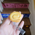 Honey Bun Badge Reel, Polymer Clay Snack ID Holder, Sweet Treat Work Accessory