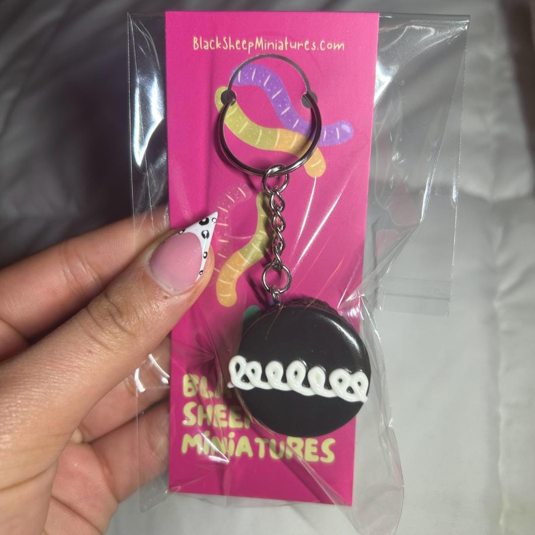 Hostess Cupcake Keychain – Handmade Chocolate Dessert Charm