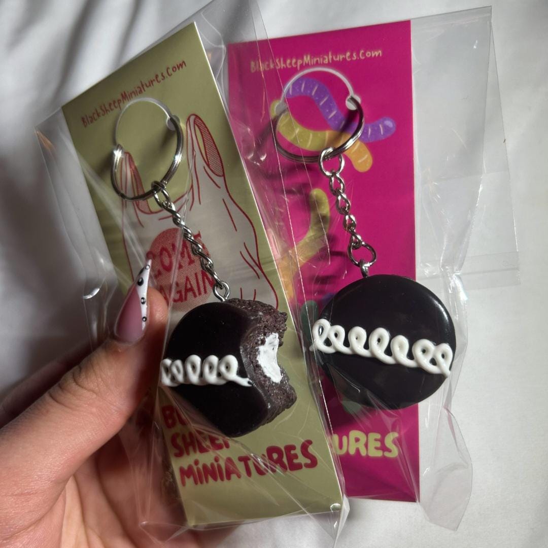 Hostess Cupcake Keychain – Handmade Chocolate Dessert Charm
