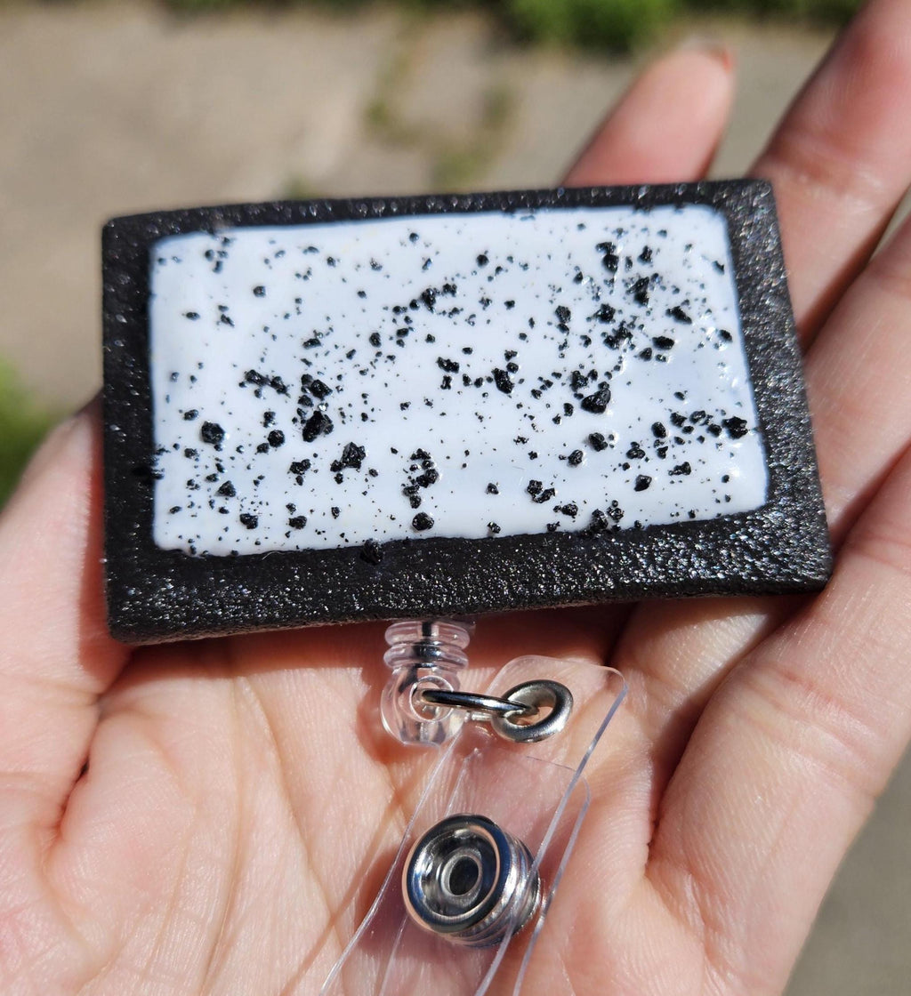 Cookies & Crème Pop-Tart Badge Reel | Cute Nostalgic Snack Accessory | Handmade Badge Holder