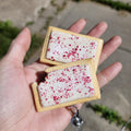 Raspberry Pop-Tart Badge Reel | Cute Nostalgic Snack Accessory | Handmade Badge Holder