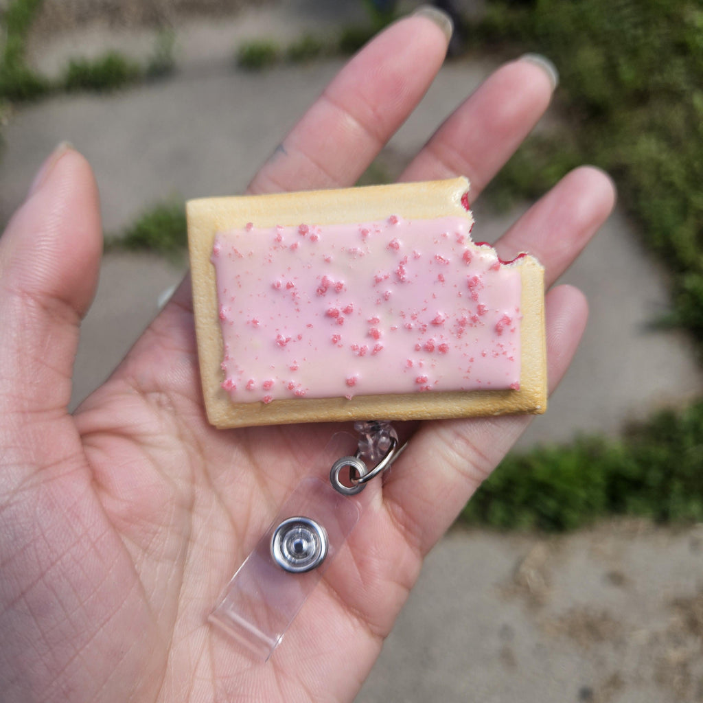 Cherry Pop-Tart Badge Reel | Cute Nostalgic Snack Accessory | Handmade Badge Holder