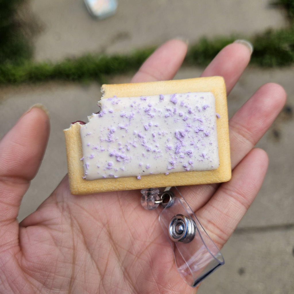 Grape Pop-Tart Badge Reel | Cute Nostalgic Snack Accessory | Handmade Badge Holder