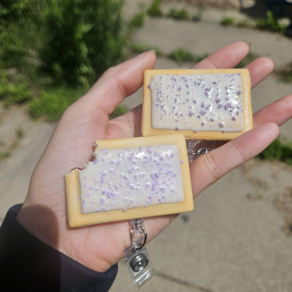 Grape Pop-Tart Badge Reel | Cute Nostalgic Snack Accessory | Handmade Badge Holder