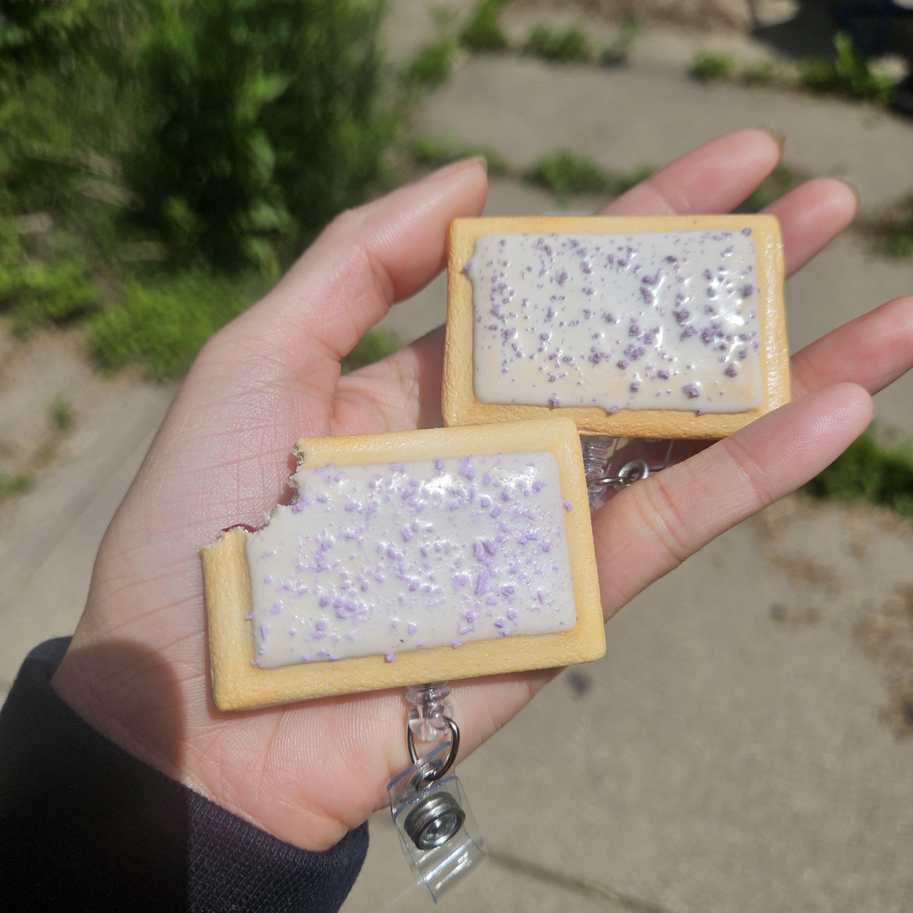 Grape Pop-Tart Badge Reel | Cute Nostalgic Snack Accessory | Handmade Badge Holder