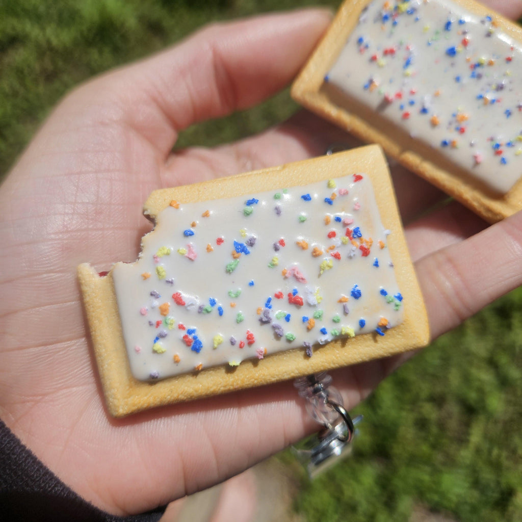 Blueberry Pop-Tart Badge Reel | Cute Nostalgic Snack Accessory | Handmade Badge Holder