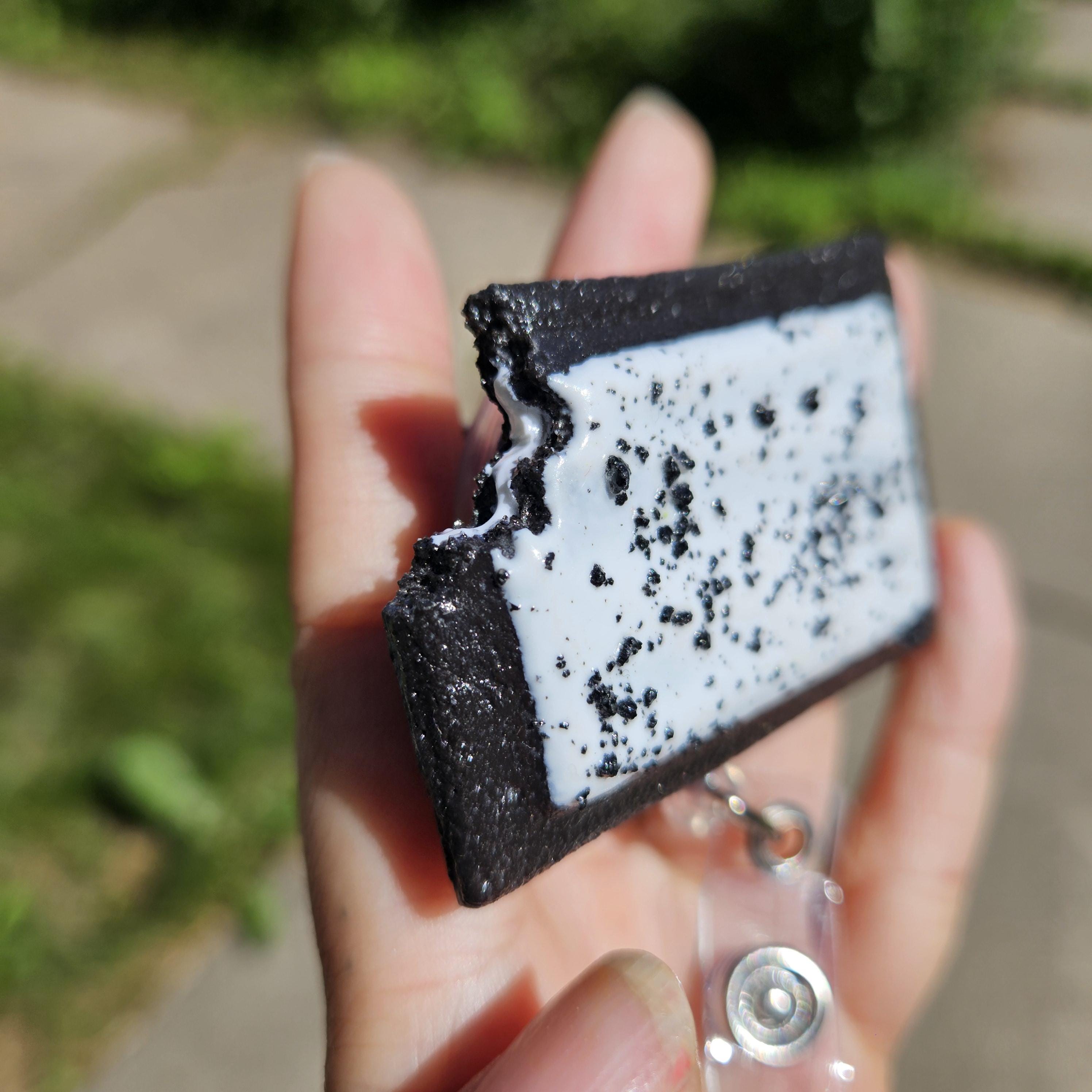 Cookies & Crème Pop-Tart Badge Reel | Cute Nostalgic Snack Accessory | Handmade Badge Holder