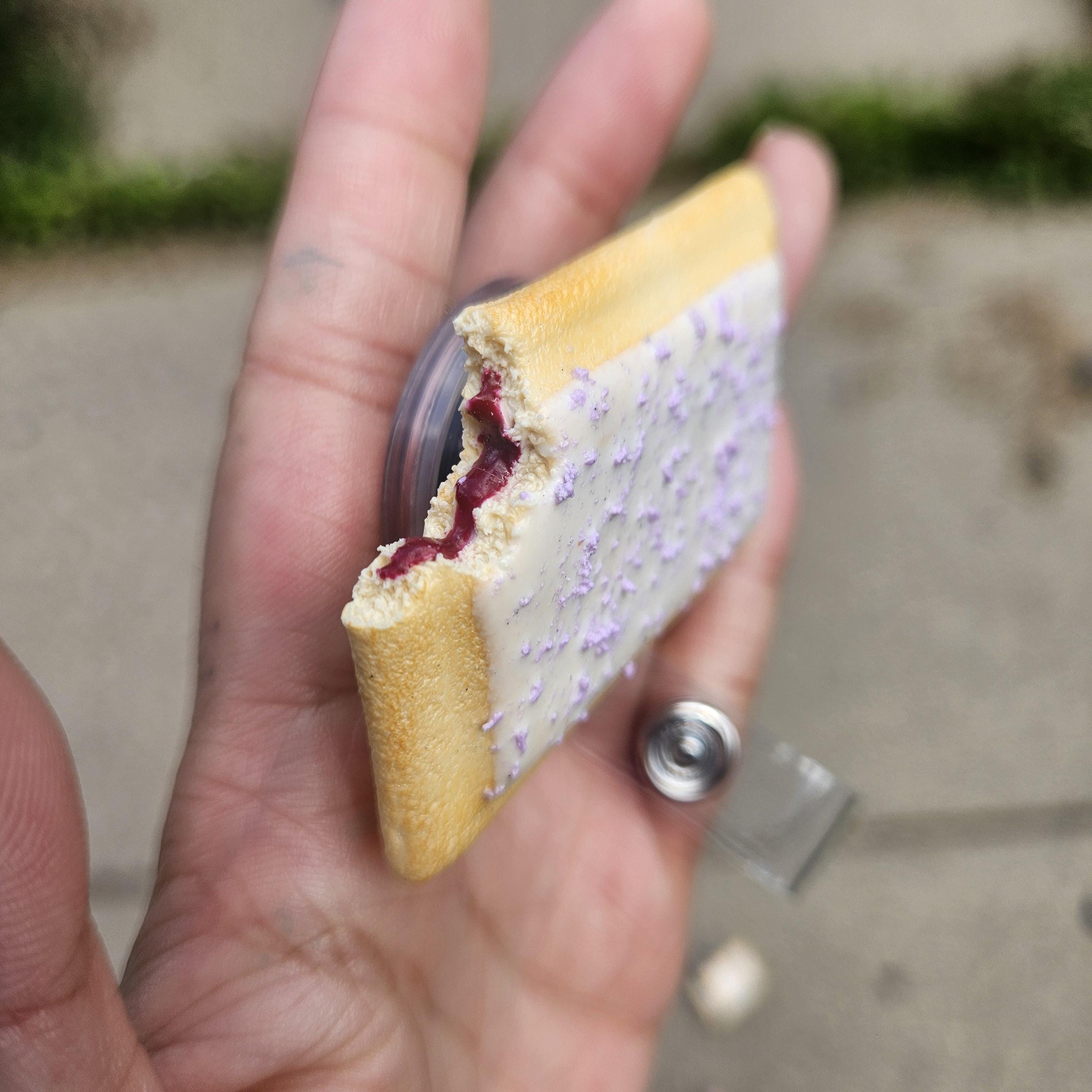 Grape Pop-Tart Badge Reel | Cute Nostalgic Snack Accessory | Handmade Badge Holder