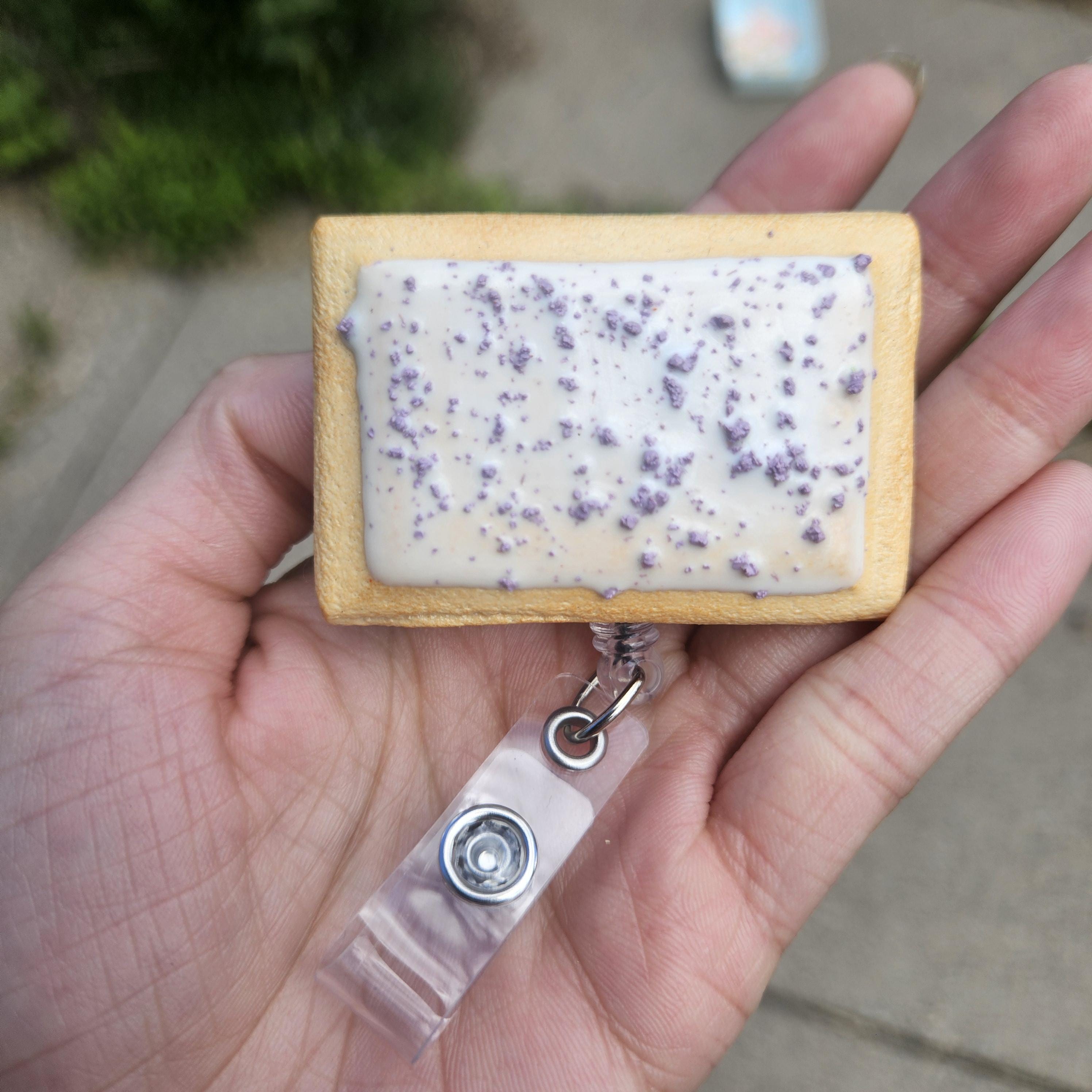 Grape Pop-Tart Badge Reel | Cute Nostalgic Snack Accessory | Handmade Badge Holder