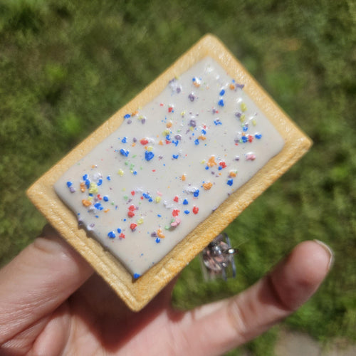 Blueberry Pop-Tart Badge Reel | Cute Nostalgic Snack Accessory | Handmade Badge Holder