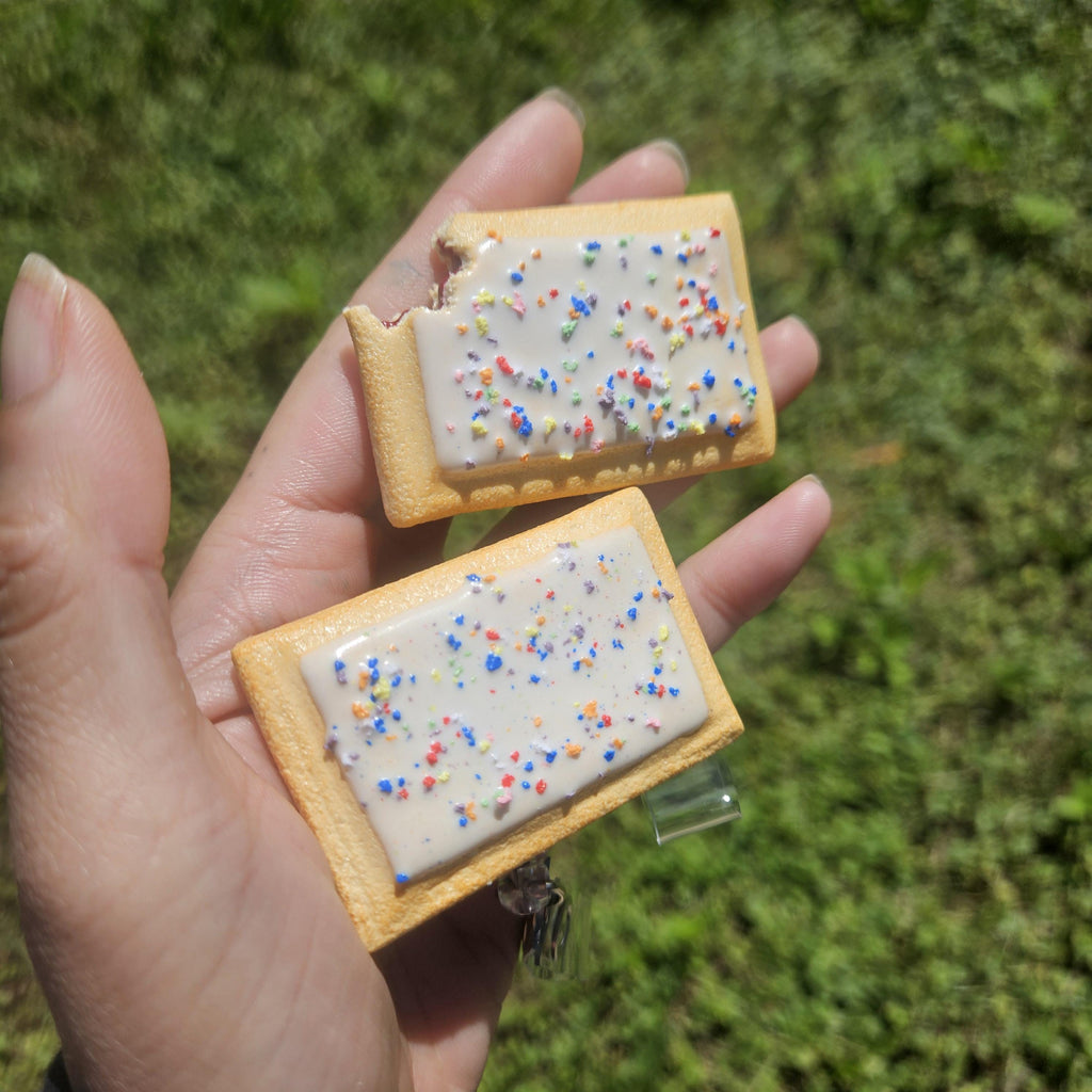 Blueberry Pop-Tart Badge Reel | Cute Nostalgic Snack Accessory | Handmade Badge Holder