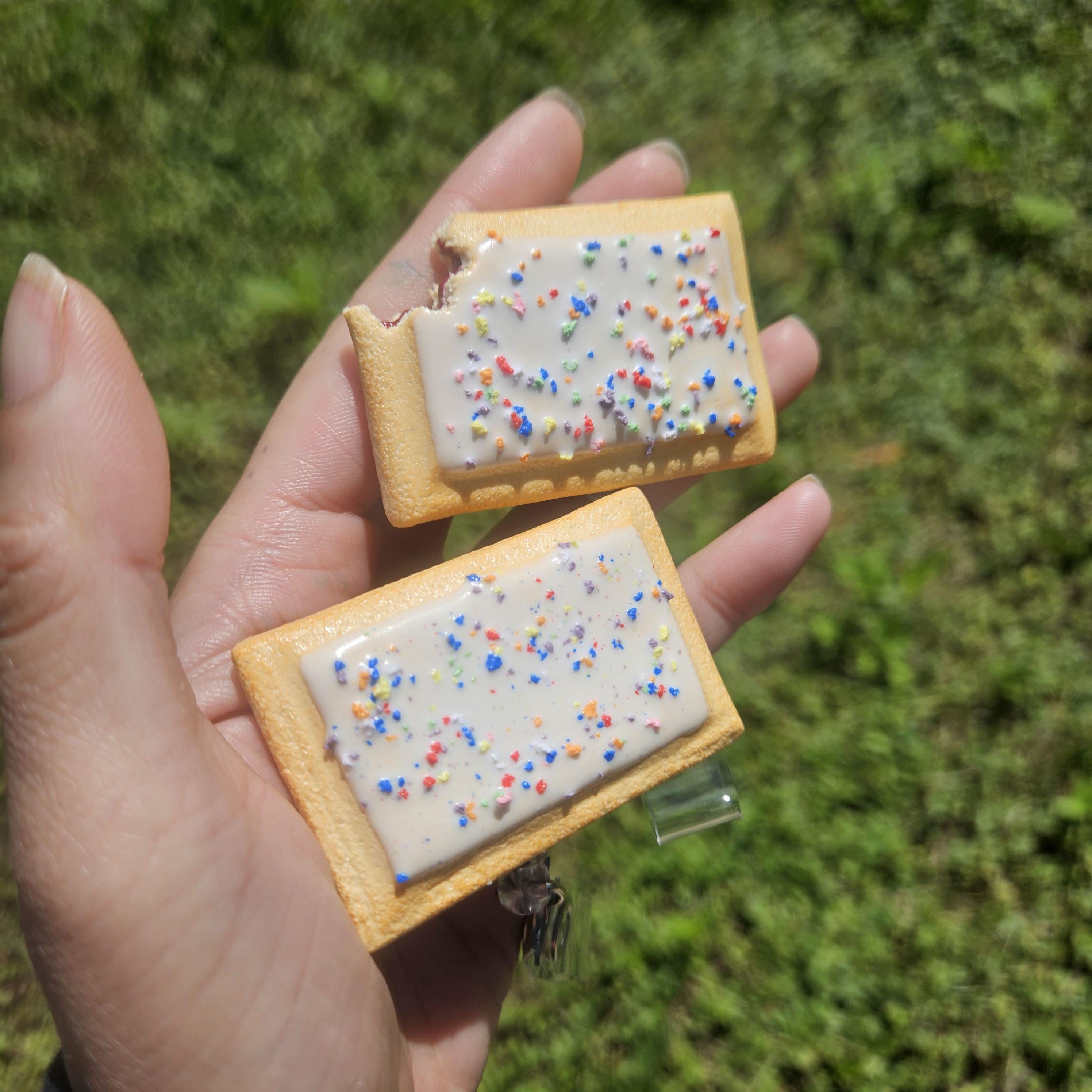 Blueberry Pop-Tart Badge Reel | Cute Nostalgic Snack Accessory | Handmade Badge Holder