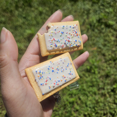 Blueberry Pop-Tart Badge Reel | Cute Nostalgic Snack Accessory | Handmade Badge Holder