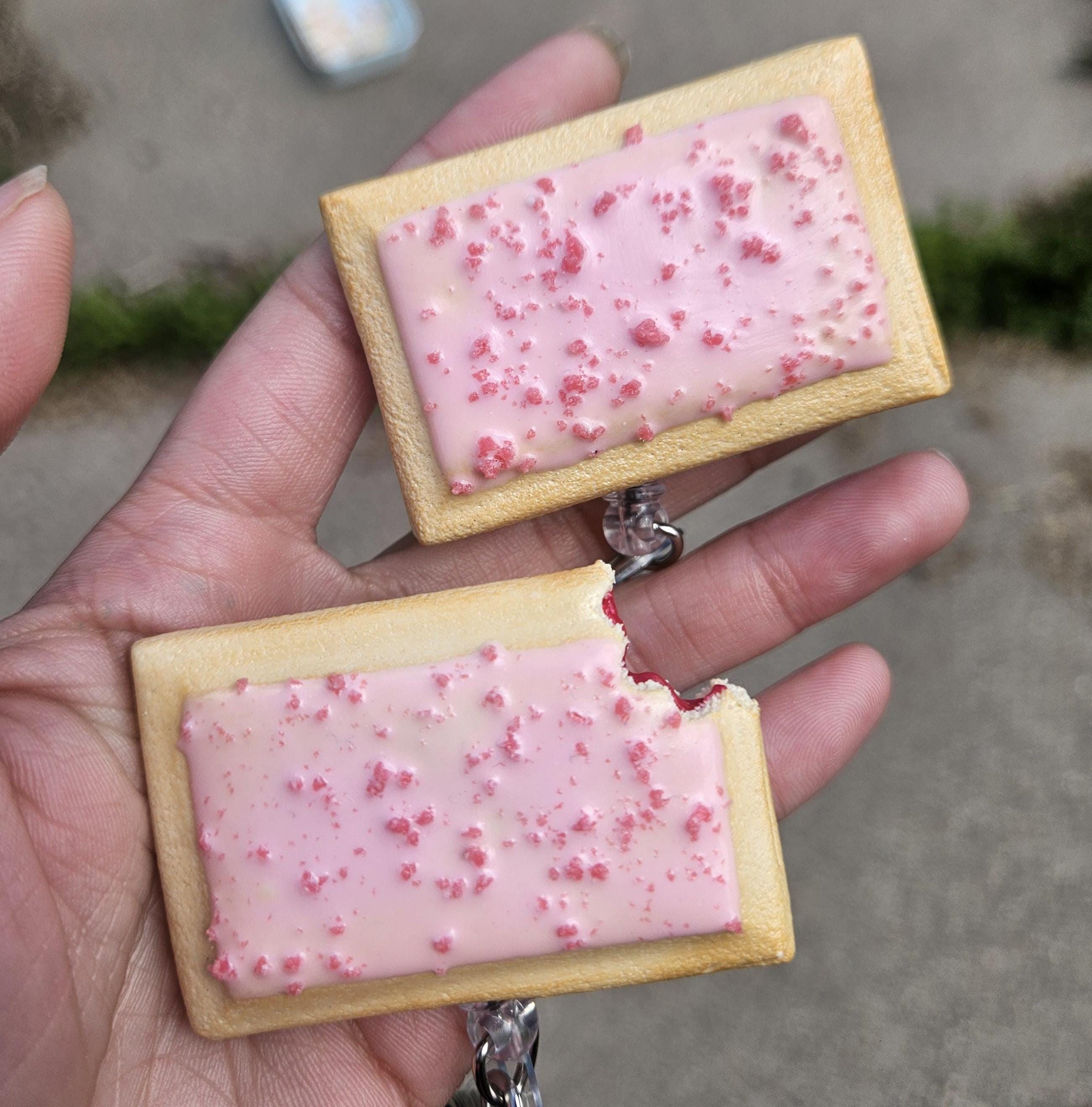Cherry Pop-Tart Badge Reel | Cute Nostalgic Snack Accessory | Handmade Badge Holder