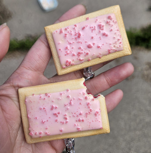 Cherry Pop-Tart Badge Reel | Cute Nostalgic Snack Accessory | Handmade Badge Holder