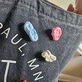 Chewed Bubble Gum Pin Set | Realistic Polymer Clay Pins | Pink Blue White