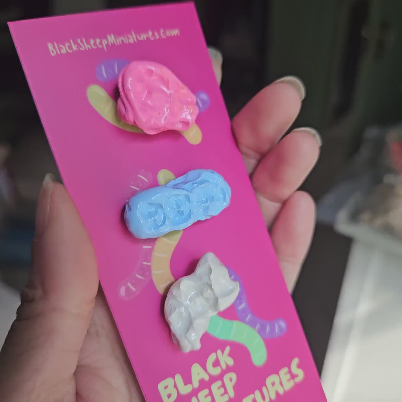 Chewed Bubble Gum Pin Set | Realistic Polymer Clay Pins | Pink Blue White