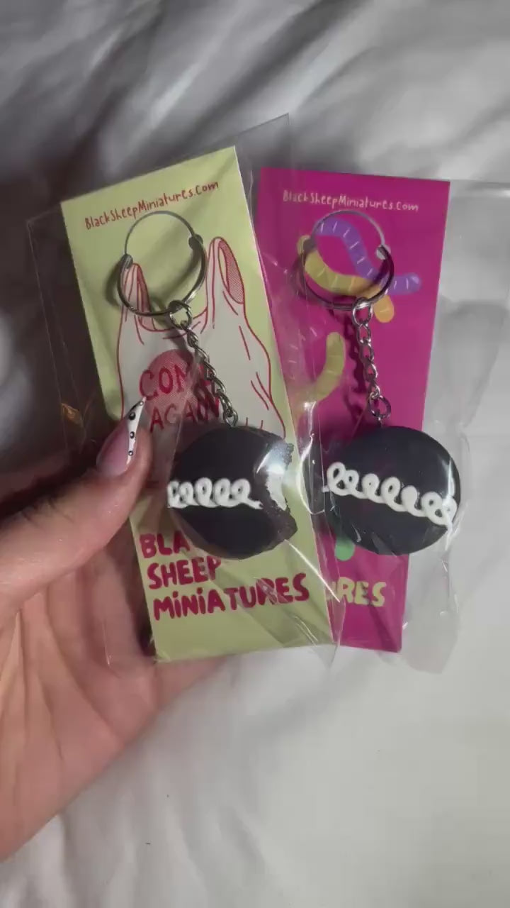 Hostess Cupcake Keychain – Handmade Chocolate Dessert Charm