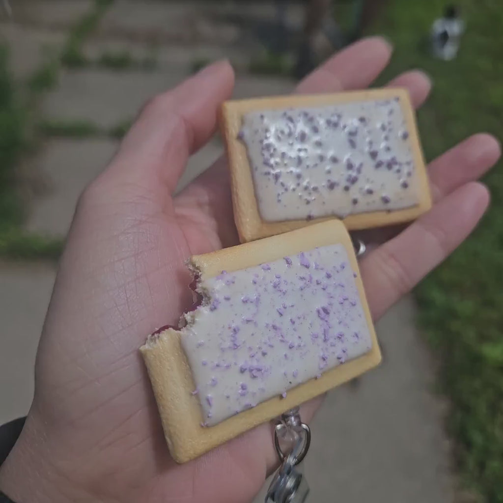 Grape Pop-Tart Badge Reel | Cute Nostalgic Snack Accessory | Handmade Badge Holder